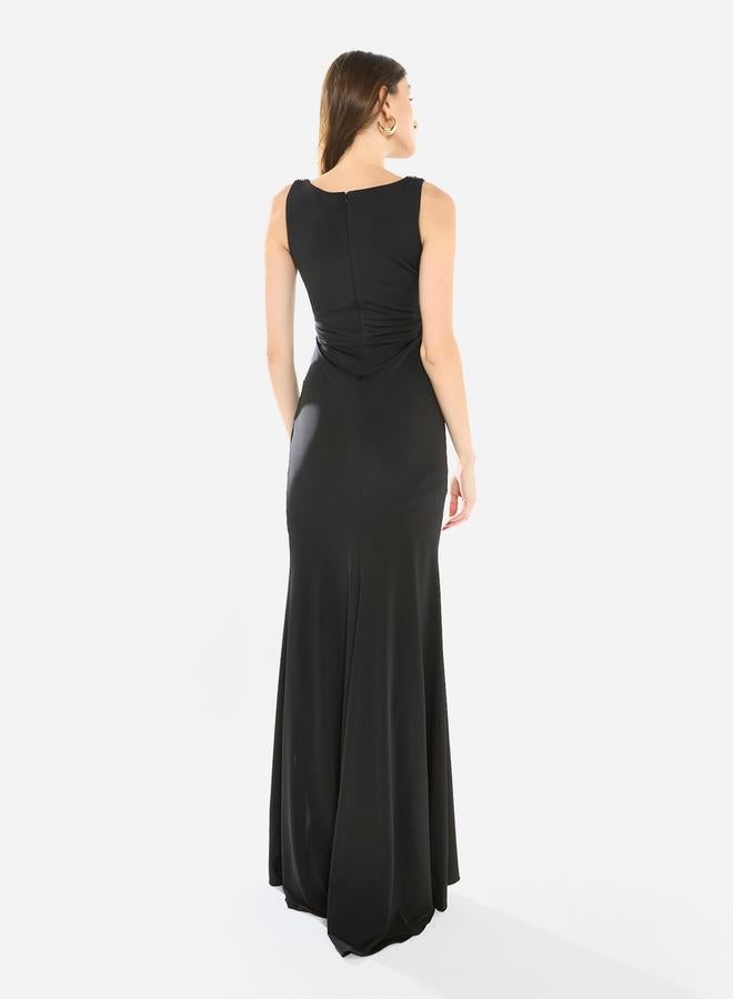 House of Moda Women Embellished Ruched Bodice Gown Maxi Dress - Image 5